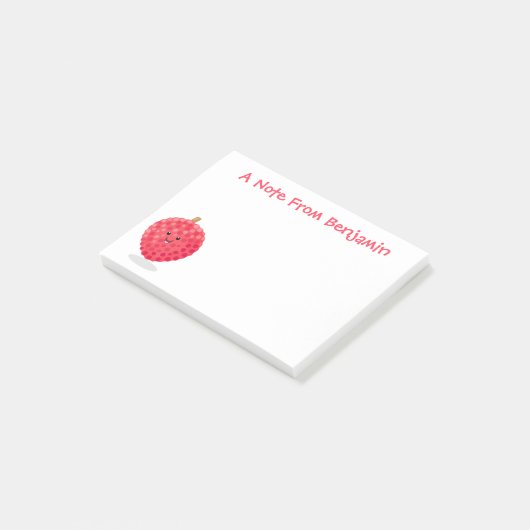 Cute roze lychee cartoon afbeelding post-it® notes (Schuin)