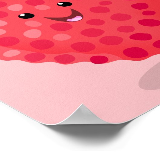 Cute roze lychee cartoon afbeelding poster (Hoek)