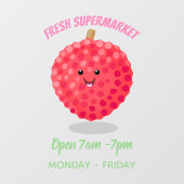 Cute roze lychee cartoon afbeelding raamsticker (Vel)