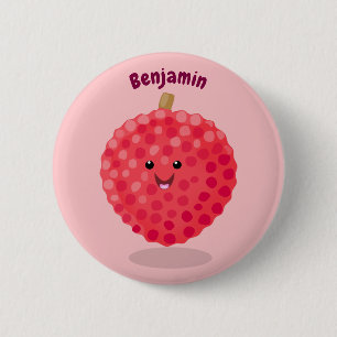 Cute roze lychee cartoon afbeelding ronde button 5,7 cm