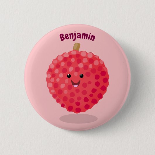 Cute roze lychee cartoon afbeelding ronde button 5,7 cm (Voorkant)