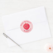 Cute roze lychee cartoon afbeelding ronde sticker (Envelop)
