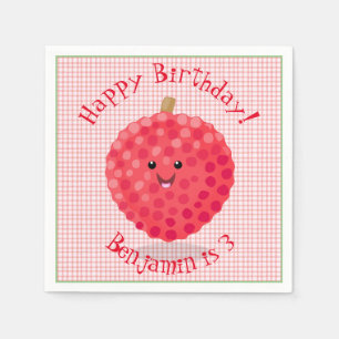 Cute roze lychee cartoon afbeelding servet