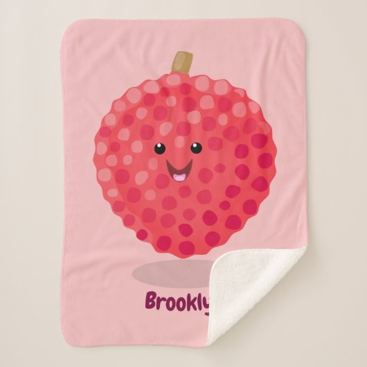 Cute roze lychee cartoon afbeelding sherpa deken (Voorkant)