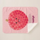 Cute roze lychee cartoon afbeelding sherpa deken (Voorkant (horizontaal))