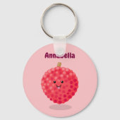 Cute roze lychee cartoon afbeelding sleutelhanger (Voorkant)