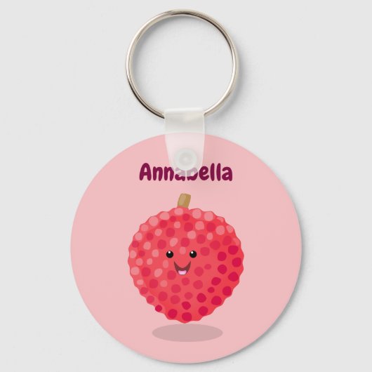 Cute roze lychee cartoon afbeelding sleutelhanger (Voorkant)