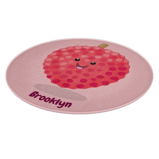 Cute roze lychee cartoon afbeelding snijplank (Hoek)