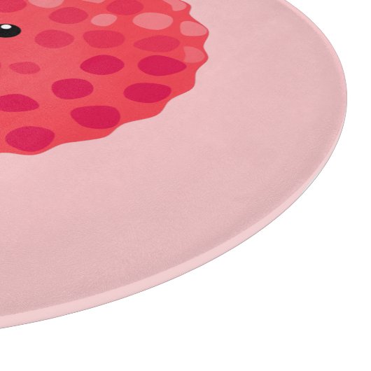 Cute roze lychee cartoon afbeelding snijplank (Hoek)