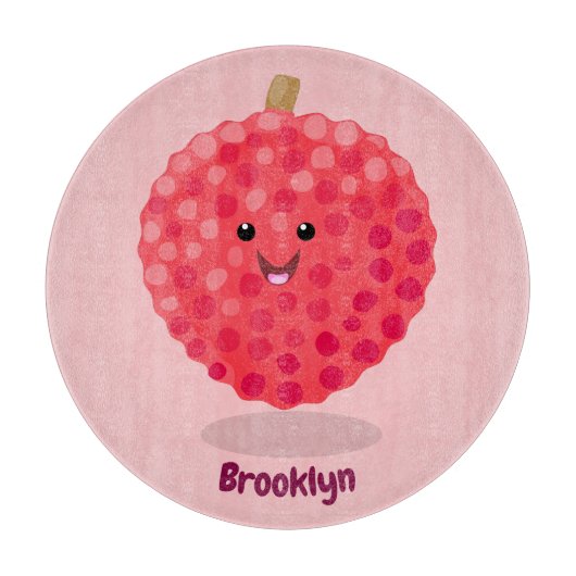Cute roze lychee cartoon afbeelding snijplank (Voorkant)