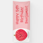 Cute roze lychee cartoon afbeelding spandoek (Verticaal)