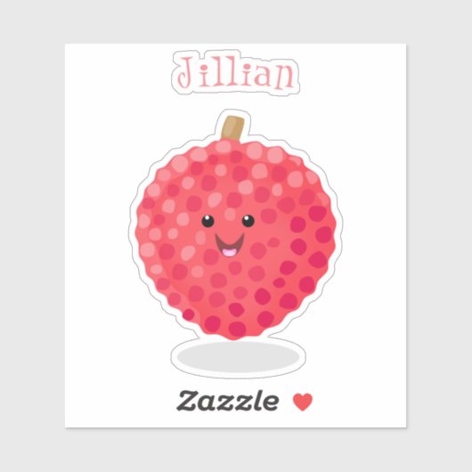 Cute roze lychee cartoon afbeelding sticker (Vel)