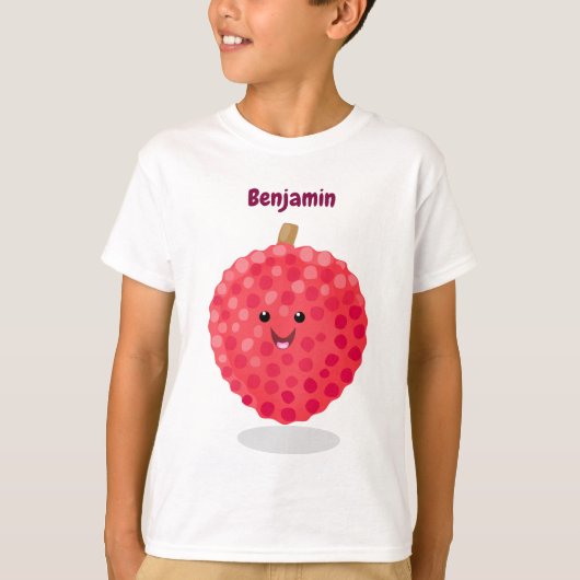 Cute roze lychee cartoon afbeelding t-shirt (Voorkant)