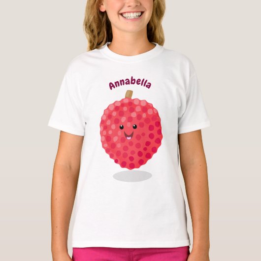 Cute roze lychee cartoon afbeelding t-shirt (Voorkant)