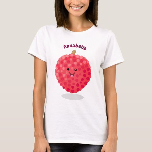 Cute roze lychee cartoon afbeelding t-shirt (Voorkant)