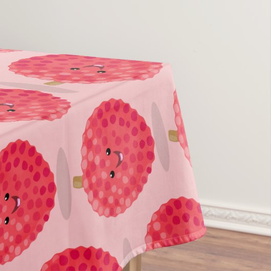 Cute roze lychee cartoon afbeelding tafelkleed (Voorbeeld)