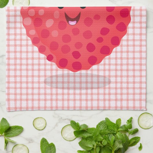 Cute roze lychee cartoon afbeelding theedoek (Gevouwen)