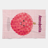 Cute roze lychee cartoon afbeelding theedoek (Horizontaal)