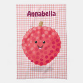 Cute roze lychee cartoon afbeelding theedoek (Verticaal)