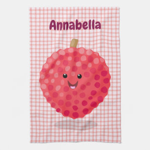 Cute roze lychee cartoon afbeelding theedoek