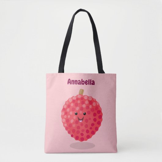 Cute roze lychee cartoon afbeelding tote bag (Voorkant)