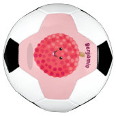 Cute roze lychee cartoon afbeelding voetbal (Gedraaid)