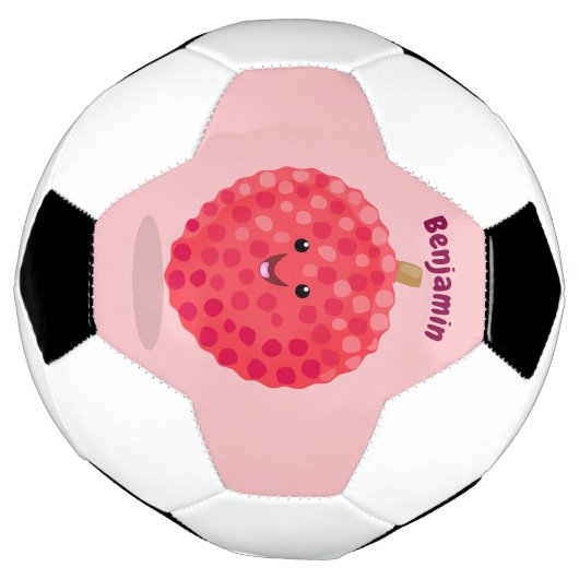 Cute roze lychee cartoon afbeelding voetbal (Gedraaid)