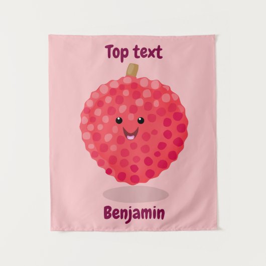 Cute roze lychee cartoon afbeelding wandkleed (Voorkant)