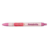 Cute roze lychee cartoon afbeelding zwarte inkt pen (Voorkant)