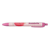Cute roze lychee cartoon afbeelding zwarte inkt pen (Bodem)