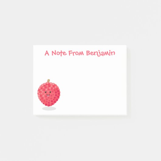 Cute roze lychee cartoon illustratie post-it® notes (Voorkant)
