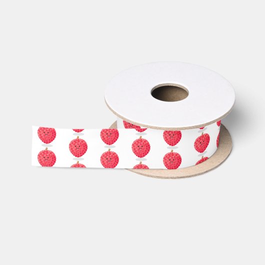 Cute roze lychee cartoon illustratie satijnen lint (Spoel)