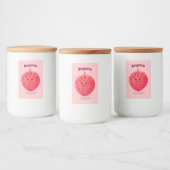 Cute roze lychee cartoon illustratie voedselcontainer etiket (Flessen)