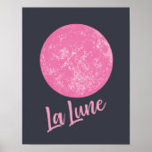 Cute Roze Maan Illustratie Nederlands De Maan Blau Poster (Voorkant)
