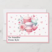 Cute Roze Macarons en Hartjes School Valentijnskaa Feestdagenkaart (Voorkant)