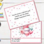 Cute Roze Macarons en Hartjes School Valentijnskaa Feestdagenkaart