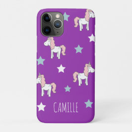 Cute Roze Magische Eenhoorn Meisjes Paars Case-Mate iPhone Case