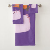Cute roze marshmallows bij kampvuur cartoon bad handdoek (Insitu)