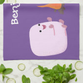 Cute roze marshmallows bij kampvuur cartoon theedoek (Gevouwen)