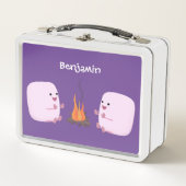 Cute roze marshmallows by kamp fire cartoon (Voorkant)