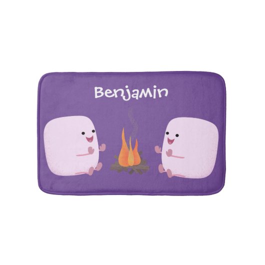Cute roze marshmallows by kamp fire cartoon badmat (Voorkant)
