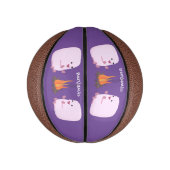 Cute roze marshmallows by kamp fire cartoon basketbal (Verticaal)