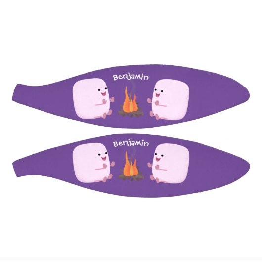 Cute roze marshmallows by kamp fire cartoon basketbal (Panelen)