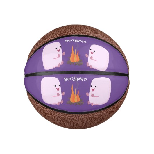 Cute roze marshmallows by kamp fire cartoon basketbal (Voorkant)