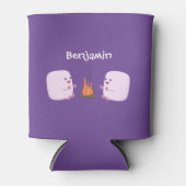 Cute roze marshmallows by kamp fire cartoon blikjeskoeler (Voorkant)