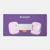 Cute roze marshmallows by kamp fire cartoon bureaumat (Keyboard & Muis)