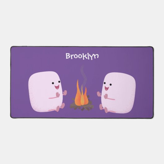 Cute roze marshmallows by kamp fire cartoon bureaumat (Voorkant)
