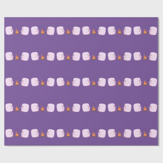 Cute roze marshmallows by kamp fire cartoon cadeaupapier (Vlak)