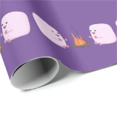 Cute roze marshmallows by kamp fire cartoon cadeaupapier (Rol Hoek)