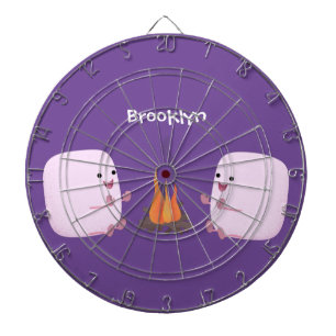 Cute roze marshmallows by kamp fire cartoon dartbord